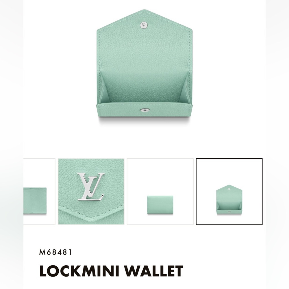 Louis Vuitton LockMini Wallet Mint Green Calf Leather Silver LV Hardware M68481 - Picture 16 of 16